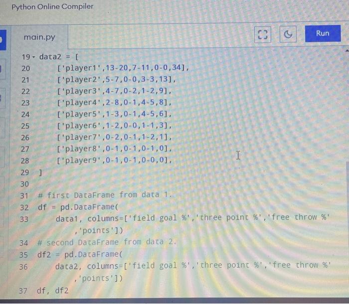 Solved Python Online CompilerPython Online Compiler main.py | Chegg.com