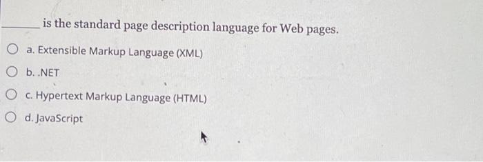 Solved is the standard page description language for Web | Chegg.com