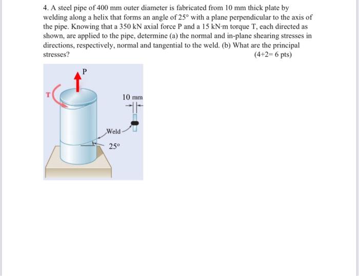 Solved 4. A steel pipe of 400 mm outer diameter is | Chegg.com