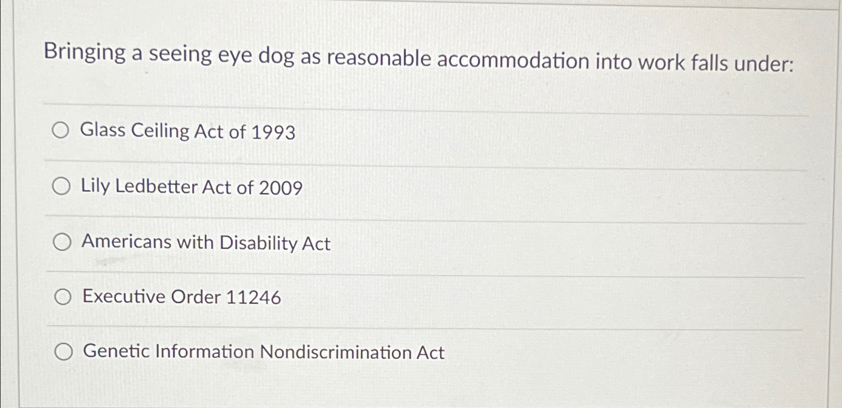 Solved Bringing a seeing eye dog as reasonable