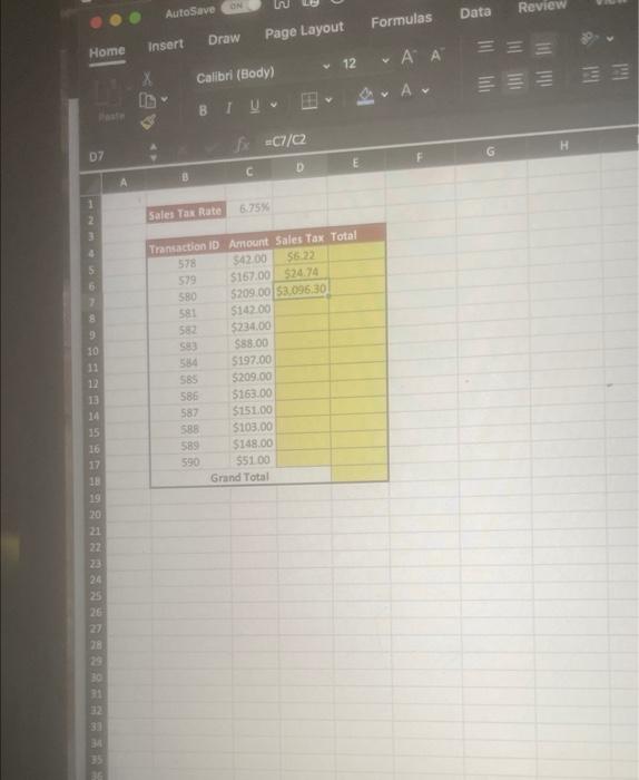 Solved Sales Tax RateE5) to calculate the total amount for | Chegg.com