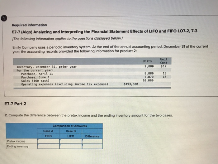 Solved Required Information E7-7 (Algo) Analyzing And | Chegg.com