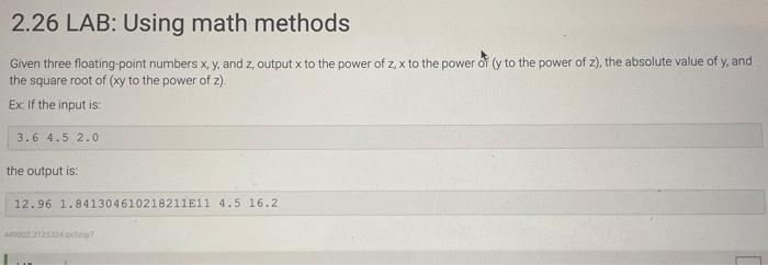 Solved 226 Lab Using Math Methods Given Three 5621