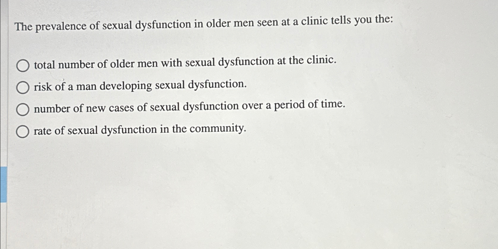 Solved The prevalence of sexual dysfunction in older men | Chegg.com