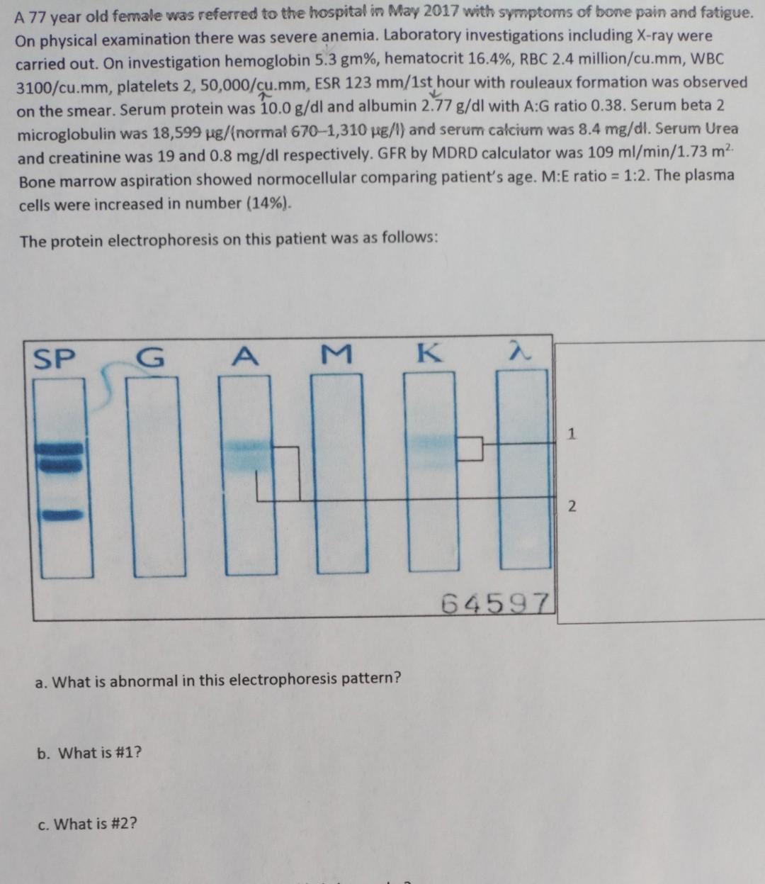 Solved A 77 year old female was referred to the hospital in | Chegg.com
