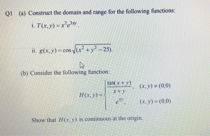 Solved QI (a) Construct the domain and range for the | Chegg.com