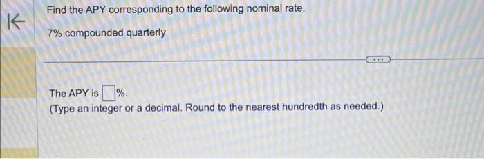 Solved Find the APY corresponding to the following nominal | Chegg.com