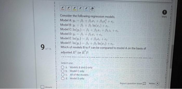 Solved Consider The Following Regression Models. Model A: | Chegg.com