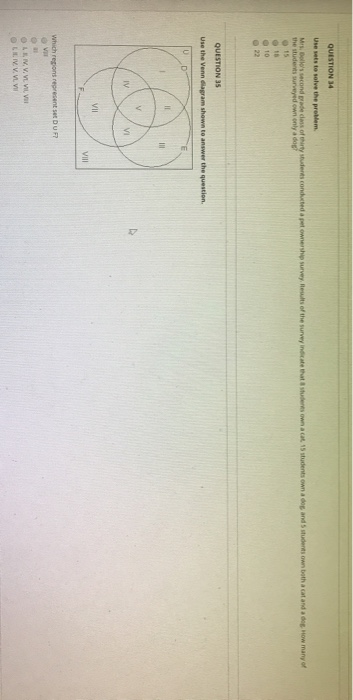 Solved QUESTION 34 Use sets to solve the problem u den | Chegg.com