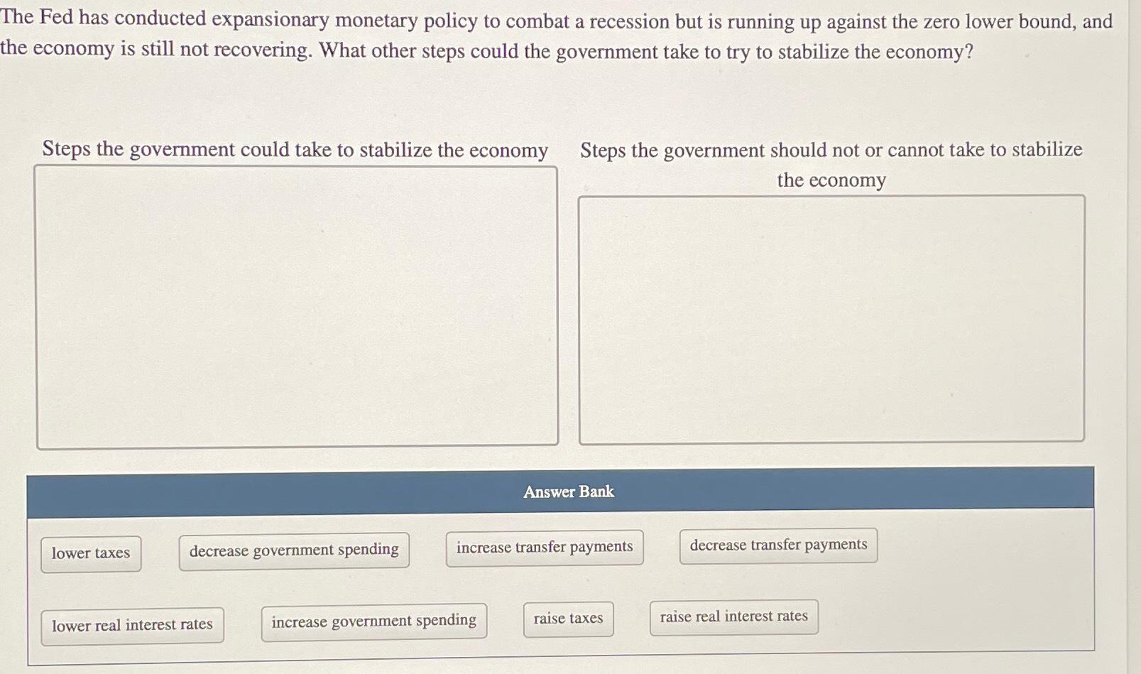 Solved The Fed has conducted expansionary monetary policy to | Chegg.com