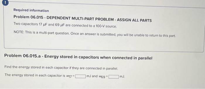 Solved Required Information Problem 06.015 - DEPENDENT | Chegg.com