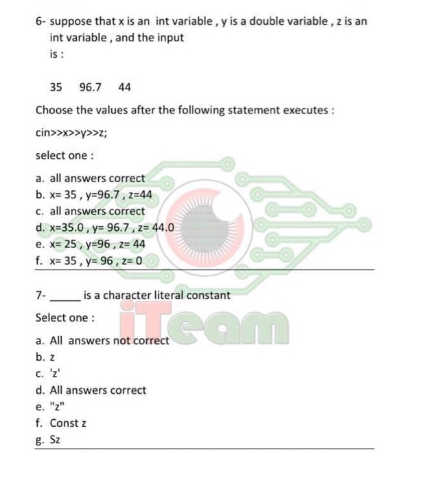 solved-6-suppose-that-x-is-an-int-variable-y-is-a-double-chegg