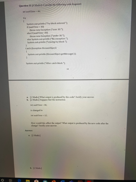 Solved Question 11 Marks. Consider the following code | Chegg.com