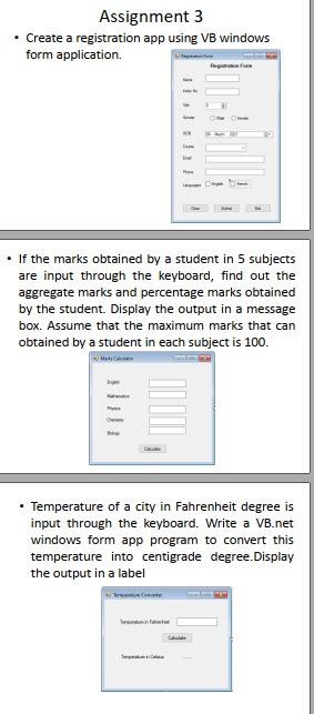 Assignment 3 • Create a registration app using VB | Chegg.com