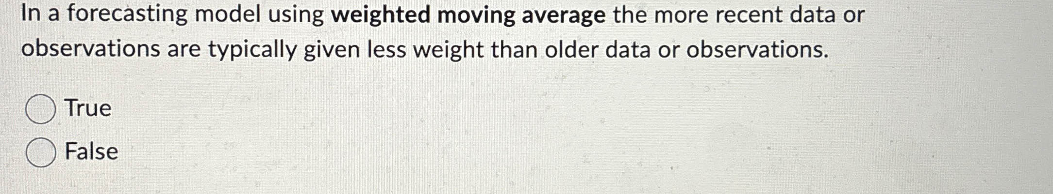Solved In a forecasting model using weighted moving average | Chegg.com