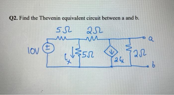Solved Q2. Find the Thevenin equivalent circuit between a | Chegg.com