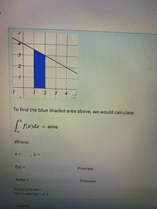 Solved 1 1 2 3 4 To Find The Blue Shaded Area Above, We | Chegg.com