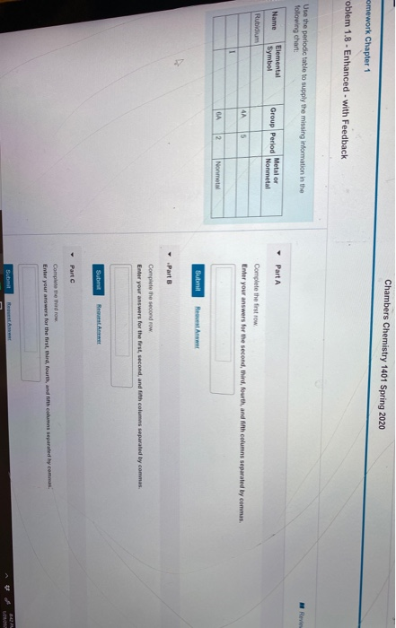 Solved Chambers Chemistry 1401 Spring 2020 omework Chapter 1