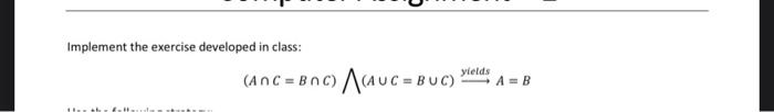 Solved Implement the exercise developed in class: (An C = | Chegg.com