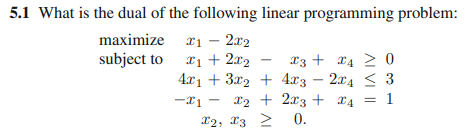 Solved 5.1 ﻿What is the dual of the following linear | Chegg.com