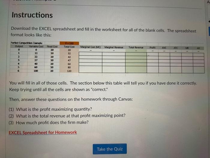 Solved Instructions Download the EXCEL spreadsheet and fill | Chegg.com