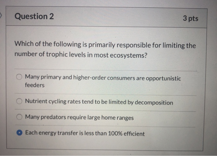 Solved Question 2 3 pts Which of the following is primarily | Chegg.com