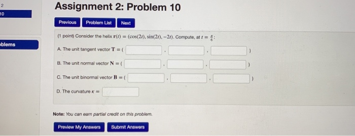 Solved 2 10 blems Assignment 2: Problem 10 Previous Problem | Chegg.com