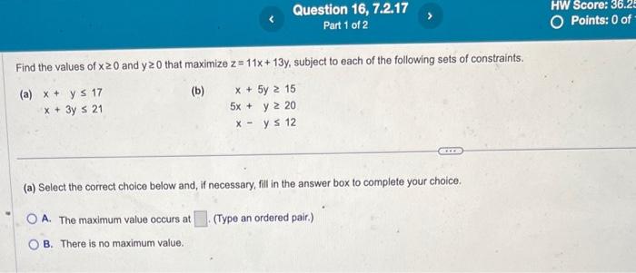 Solved Find the values of x≥0 and y≥0 that maximize | Chegg.com