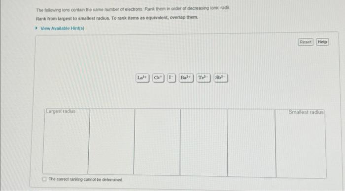 Solved The following ions contain the same number of | Chegg.com