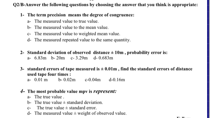 Solved Q2/B-Answer The Following Questions By Choosing The | Chegg.com