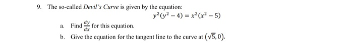 Solved 9. The so-called Devil's Curve is given by the | Chegg.com