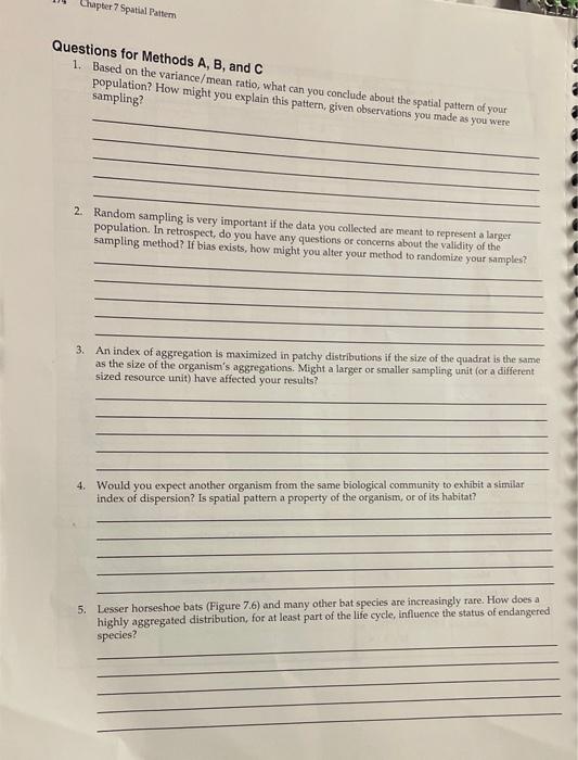 Solved Chapter 7 Spatial Pattern Questions for Methods A, B, | Chegg.com