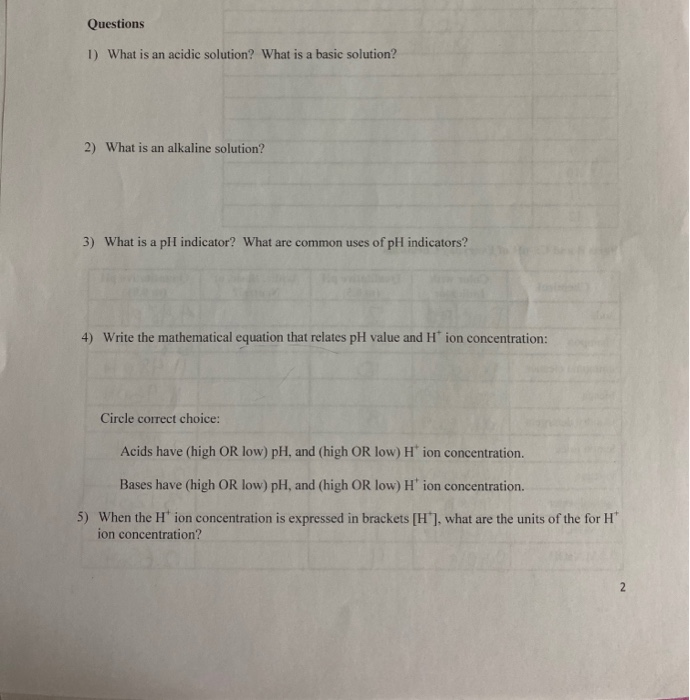 Solved Questions 1) What is an acidic solution? What is a | Chegg.com