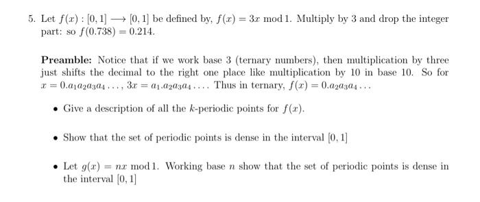 Solved Let F X [0 1] [0 1] Be Defined By F X 3xmod1