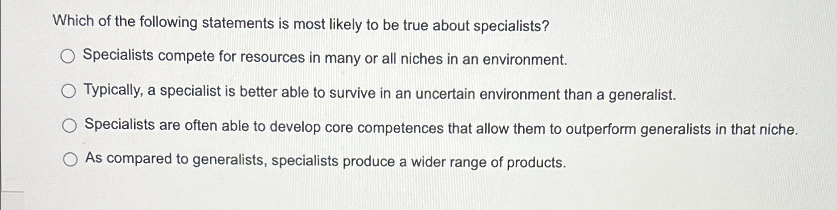 Solved Which of the following statements is most likely to | Chegg.com