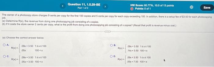 Solved The Owner Of A Photocopy Store Charges 9 Cents Per 