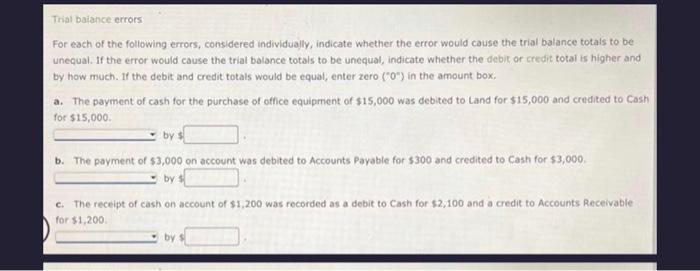 Solved For each of the following errors, considered | Chegg.com