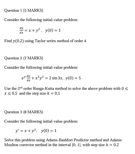 Solved Consider The Following Initial-value Problem: | Chegg.com