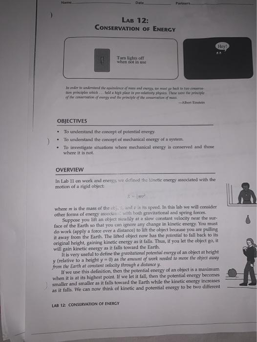 Conservation of energy worksheet picture
