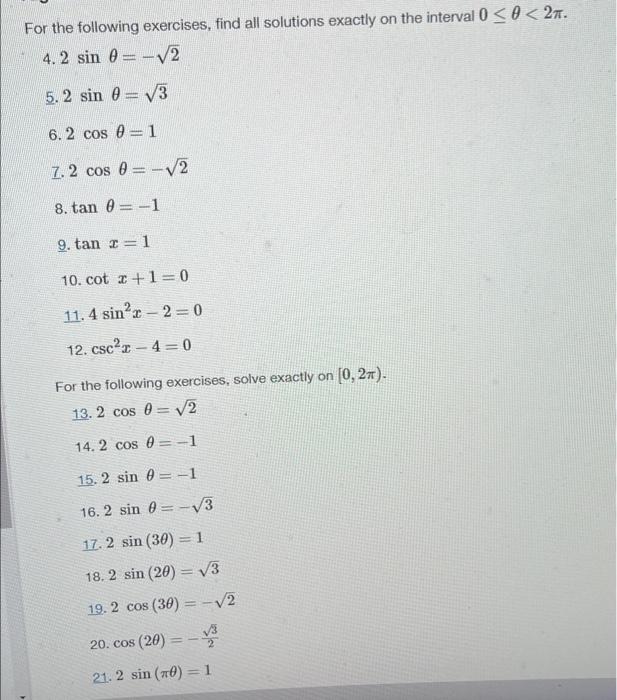 Solved For the following exercises, find all solutions | Chegg.com