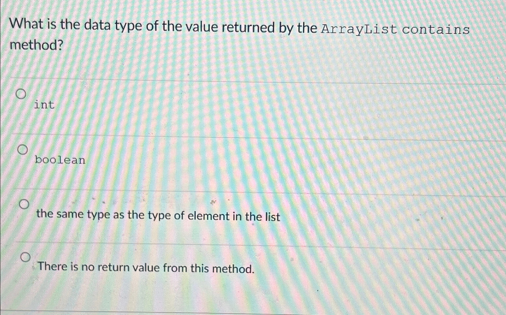 Solved What is the data type of the value returned by the | Chegg.com