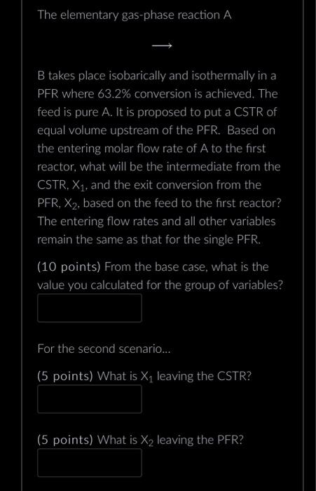 Solved The Elementary Gas-phase Reaction A B Takes Place | Chegg.com