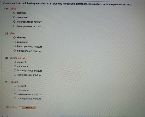Solved Classify each of the following materials as an | Chegg.com