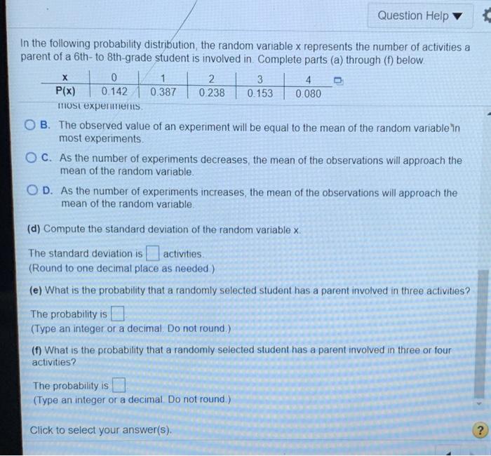 Solved In the following probability distribution, the random | Chegg.com