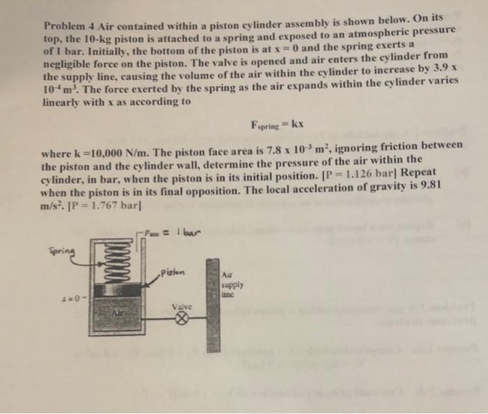 Solved Problem 4 Air contained within a piston cylinder | Chegg.com