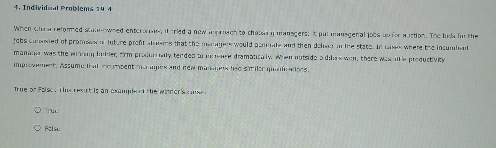 Solved 4. Individual Problems 19-4 When China reformed | Chegg.com