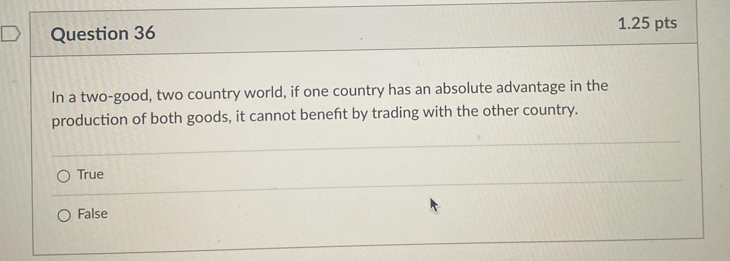 Solved Question 361.25 ﻿ptsIn a two-good, two country world, | Chegg.com
