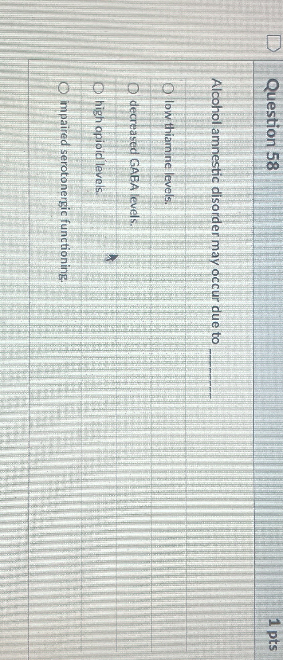 Solved Question 581 ﻿ptsAlcohol amnestic disorder may occur