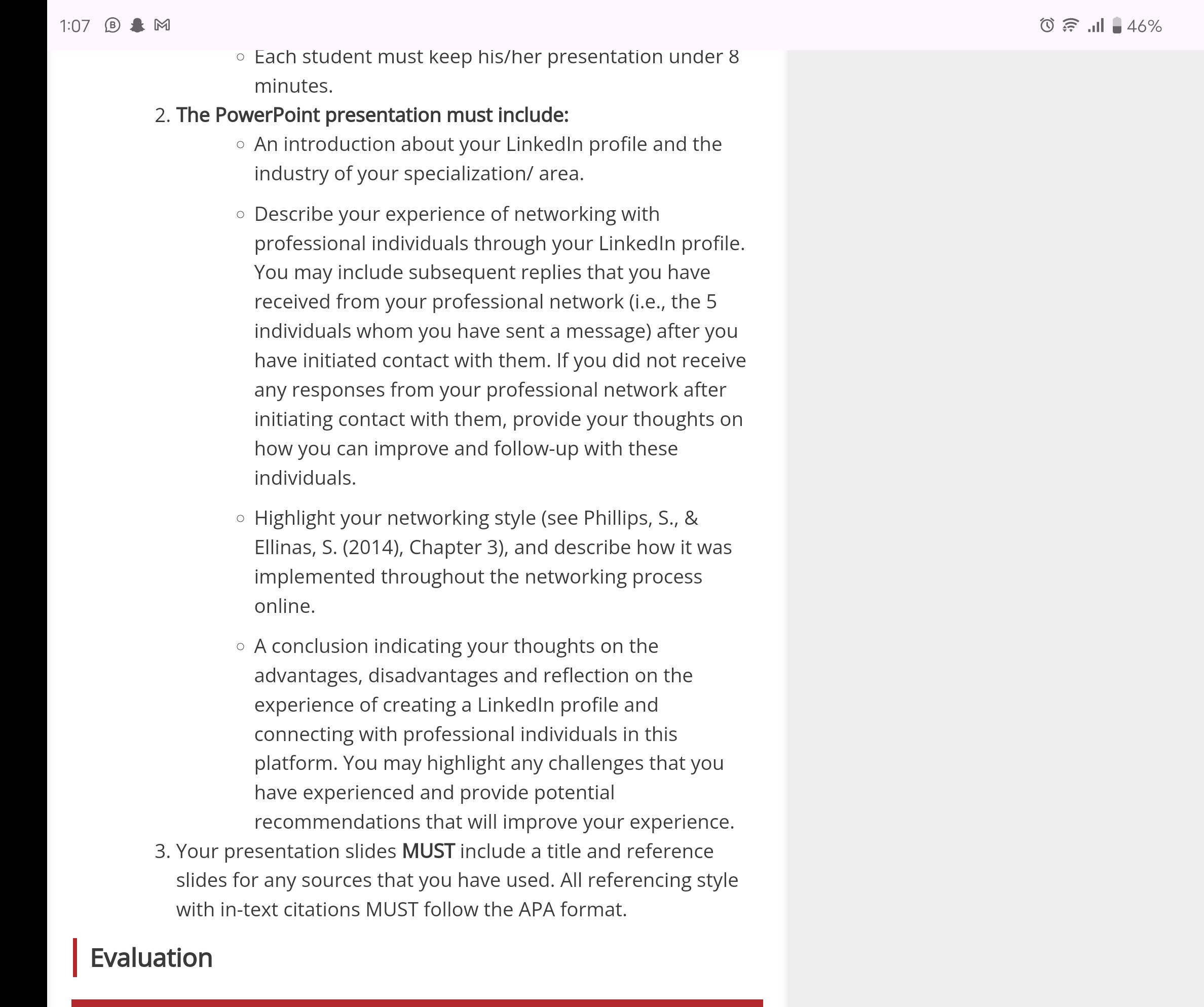 Solved Each student must keep his/her presentation under | Chegg.com