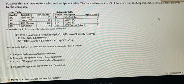 Solved 10 345 346 Suppose that we have an item table and a | Chegg.com